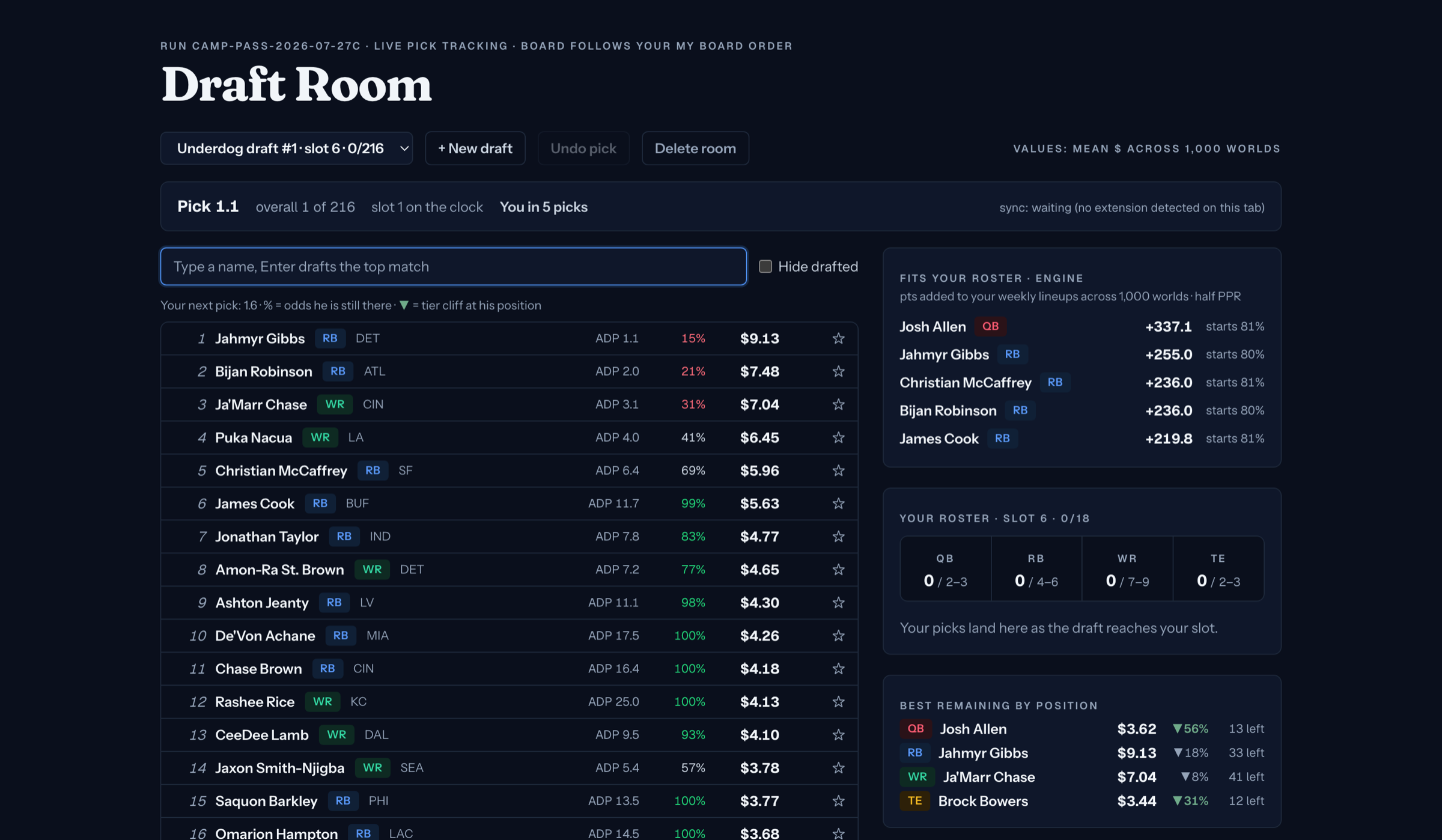 A live companion that knows your roster.