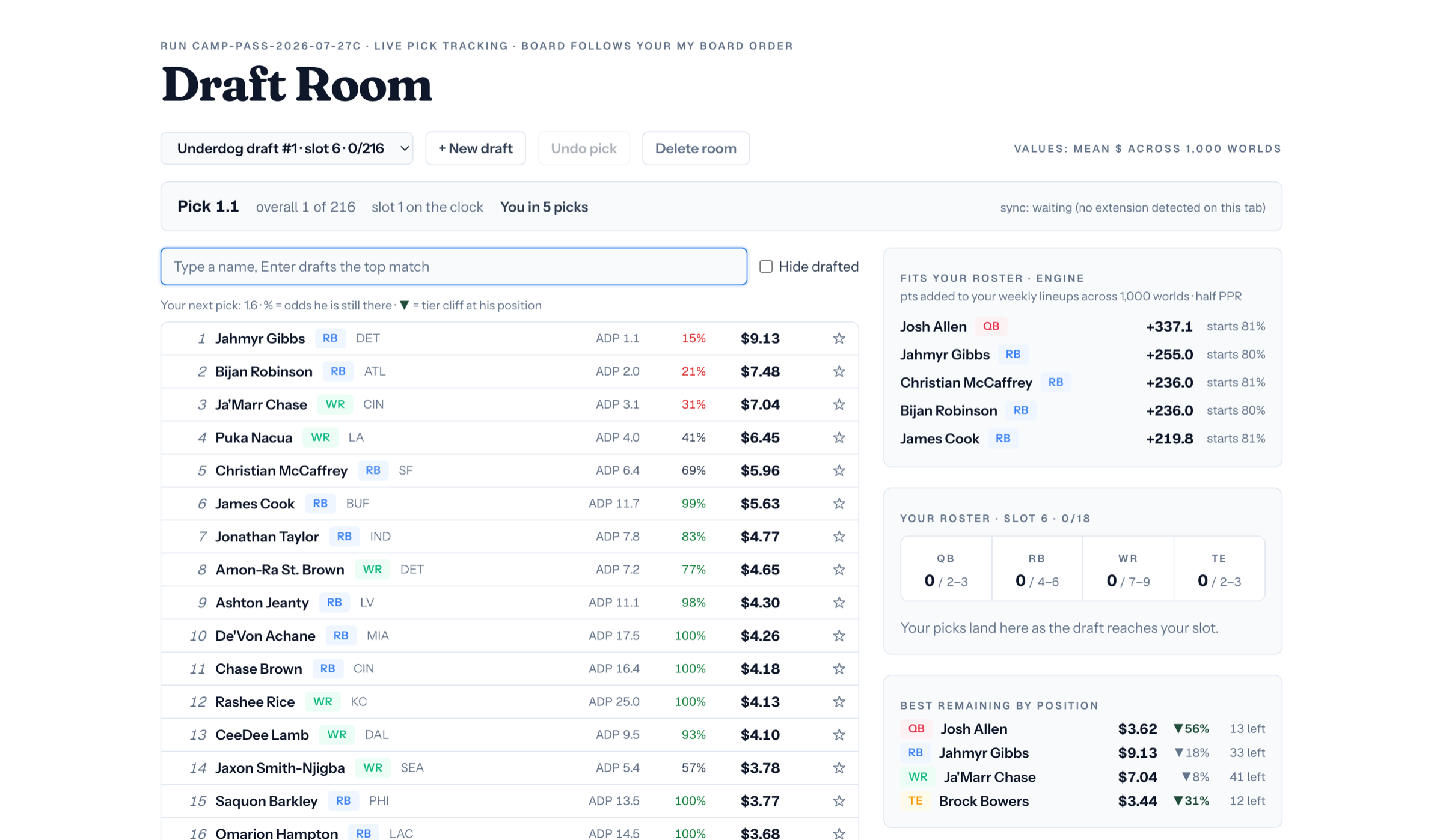 A live companion that knows your roster.